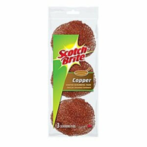 Metal Scrubbing Pads, Copper-Coated, 2½" x 2¾", Pack of 3